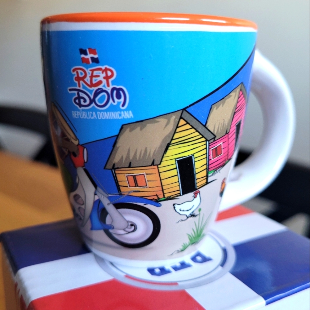 Cappuccino/Espresso Coffee Mug with Spoon Dominican Republic Small - Picture 4 of 6